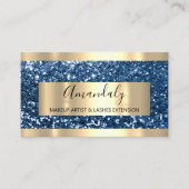 ProfessionalGlitter Blue Navy Gold Modern Luminous Visitekaartje (Voorkant)