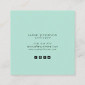 ProfessionalNeo Mint Modern Elegant Minimalist Vierkante Visitekaartje (Achterkant)