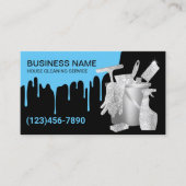 Professionals die blauw water schoonmaken, zwart visitekaartje (Voorkant)