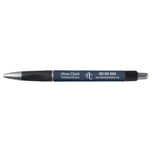Professioneel 2-lettermonogram marineblauw getextu pen (Voorkant)