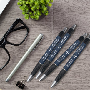 Professioneel 2-lettermonogram marineblauw getextu pen
