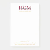 Professioneel 3 Letter Monogram Bourgogne Navy Gol Post-it® Notes (Voorkant)