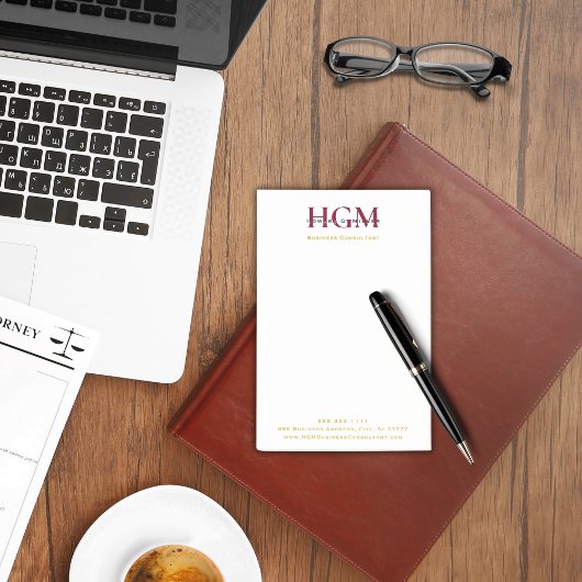 Professioneel 3 Letter Monogram Bourgogne Navy Gol Post-it® Notes