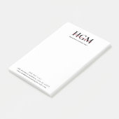 Professioneel 3 Letter Monogram Zwart Rood Wit Post-it® Notes (Schuin)