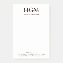 Professioneel 3 Letter Monogram Zwart Rood Wit Post-it® Notes