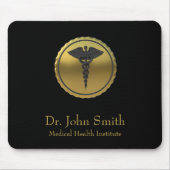 Professioneel 3D Gouden Caduceus Medisch Embleem Muismat (Voorkant)