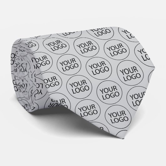 Professioneel Aangepast Bedrijf Logo Business Grey Stropdas (Opgerold)