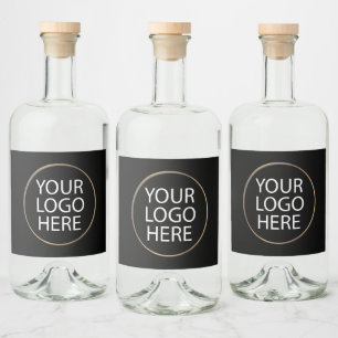 Professioneel Aangepast Bedrijf Logo Business Zwar Likeurfles Etiket