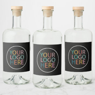 Professioneel Aangepast Bedrijf Logo Business Zwar Likeurfles Etiket