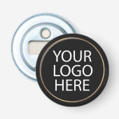 Professioneel Aangepast Bedrijf | Zakelijk Logo Zw Button Flesopener (Voorkant)