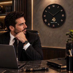 Professioneel aangepast elegant leeuw logo ronde klok