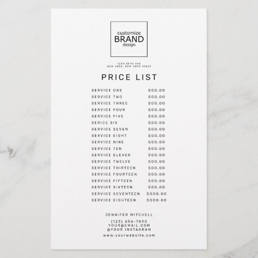 Professioneel aangepast logo Eenvoudige prijs serv Flyer (Achterkant)