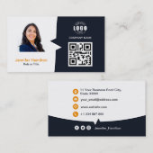 Professioneel aangepast QRCode-fotomarineblauw Sin Visitekaartje (Voorkant / Achterkant)