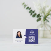Professioneel aangepaste QRCode-foto blauwgrijs Visitekaartje (Staand voorkant)