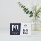 Professioneel aangepaste QRCode-foto donkerblauw o Visitekaartje (Staand voorkant)