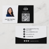 Professioneel aangepaste QRCode-foto zwart-wit Visitekaartje (Voorkant / Achterkant)
