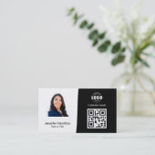 Professioneel aangepaste QRCode-foto zwart-wit Visitekaartje (Staand voorkant)