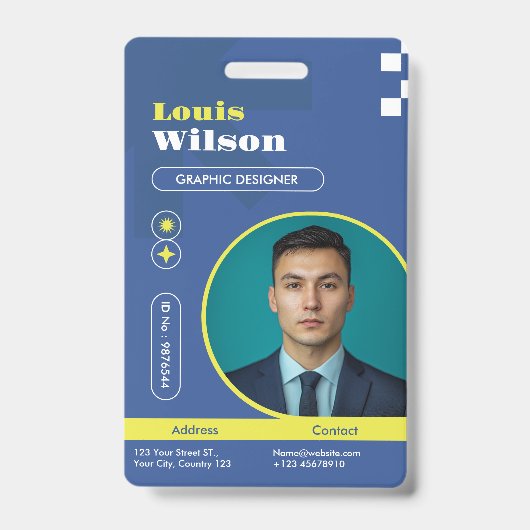 Professioneel Aanpasbare Naam & Barcode Personeel Badge (Voorzijde)