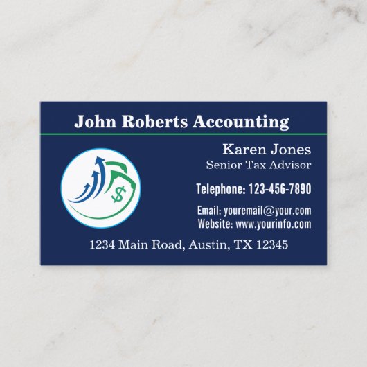 Professioneel accountant aangepaste logo tijdelijk visitekaartje (Voorkant)