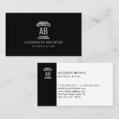Professioneel advocaat-monogram grijs/zwart visitekaartje (Voorkant / Achterkant)
