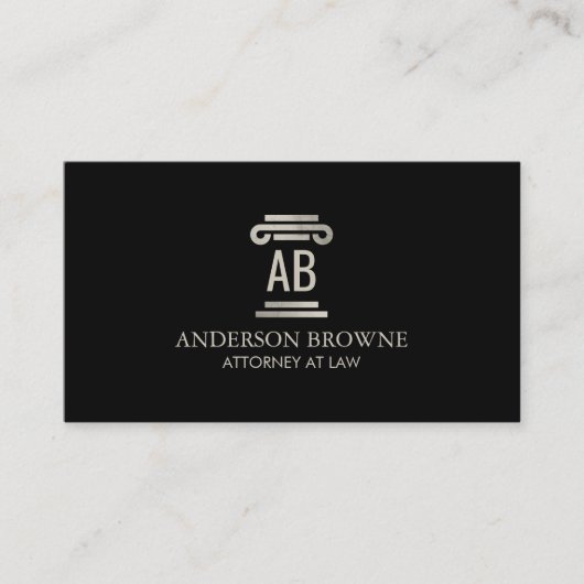 Professioneel advocaat-monogram grijs/zwart visitekaartje (Voorkant)