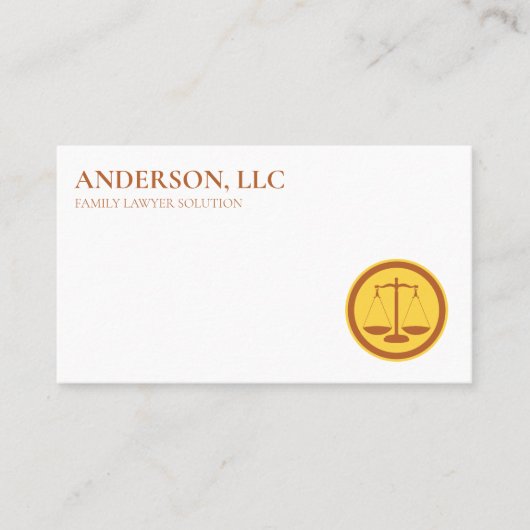 Professioneel advocaat op schaal van de wet visitekaartje (Voorkant)