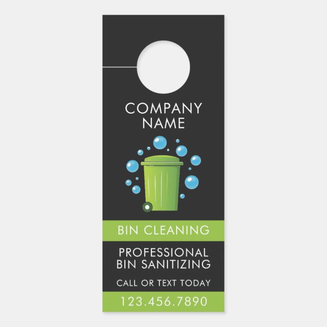 Professioneel Afvalbakreinigingsdienst QR-code Deurhanger (Voorkant)