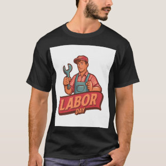 Professioneel arbeider met moersleutel cartoon t-shirt
