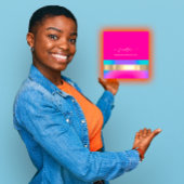 Professioneel artistiek holografisch blauw roze vierkante visitekaartje