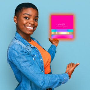 Professioneel artistiek holografisch blauw roze vierkante visitekaartje