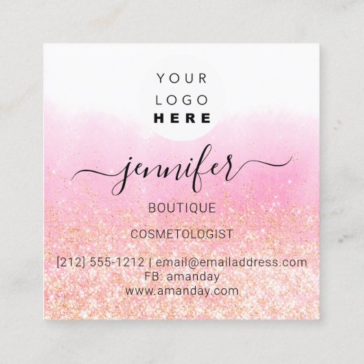 Professioneel artistiek Roos Ombre Gold Logo Vierkante Visitekaartje (Achterkant)