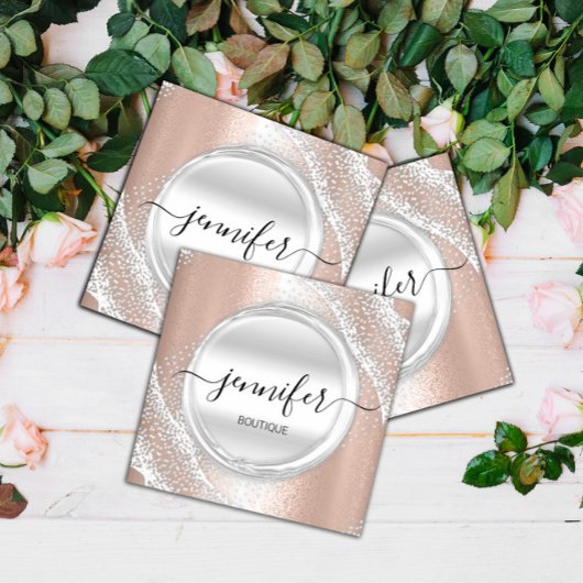 Professioneel artistiek Roos Silver Grey Logo Vierkante Visitekaartje