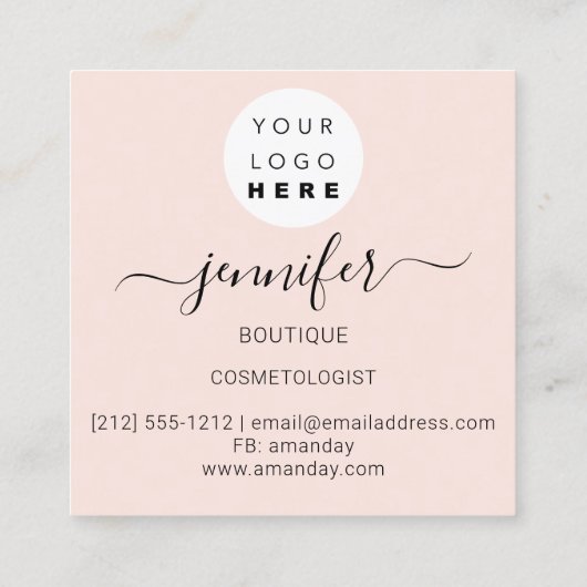 Professioneel, artistiek Roos Wit poeder Logo Vierkante Visitekaartje (Achterkant)