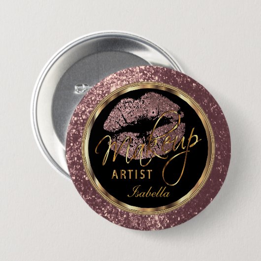 Professioneel, artistiek Roos, zwart en goud Ronde Button 7,6 Cm (Voorkant /achterkant)