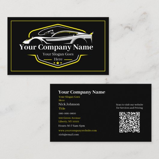 Professioneel Auto Detailing Car Wash Company Visitekaartje (Voorkant / Achterkant)