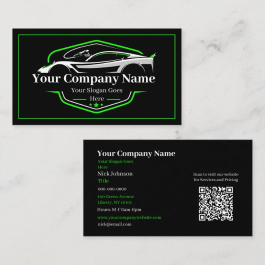Professioneel Auto Detailing Car Wash Company Visitekaartje (Voorkant / Achterkant)