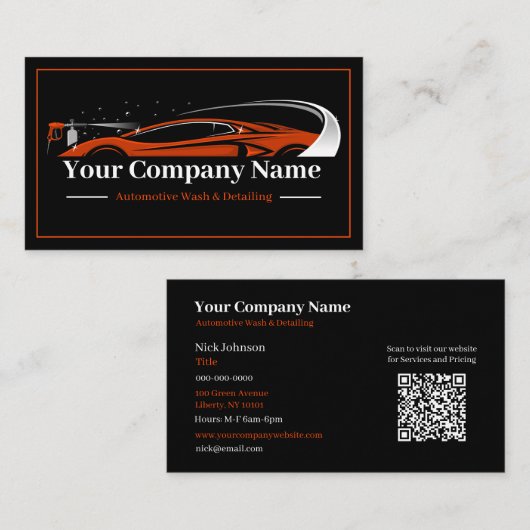 Professioneel Auto Detailing Car Wash Company Visitekaartje (Voorkant / Achterkant)