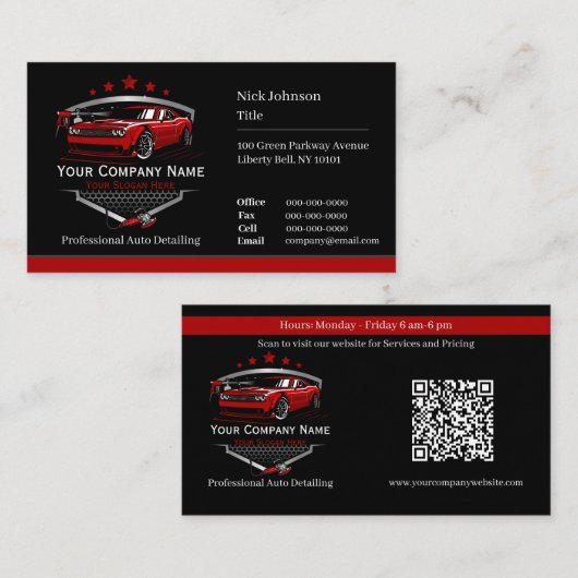 Professioneel Auto Detailing Car Wash Company Visitekaartje (Voorkant / Achterkant)