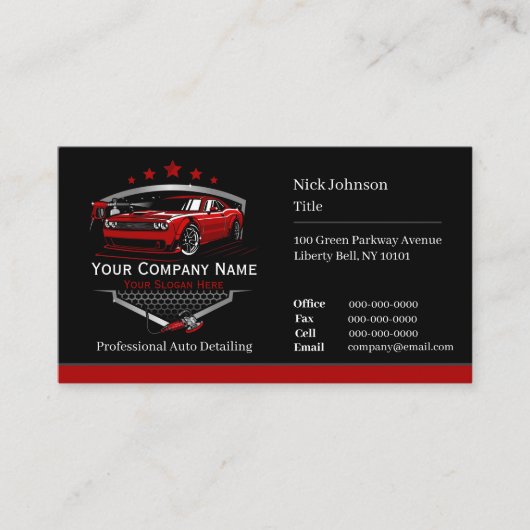 Professioneel Auto Detailing Car Wash Company Visitekaartje (Voorkant)