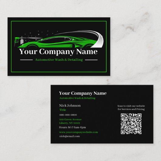 Professioneel Auto Detailing Car Wash Company Visitekaartje (Voorkant / Achterkant)