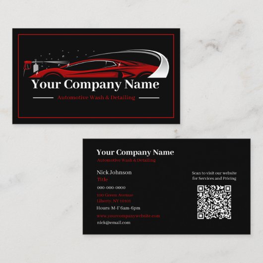 Professioneel Auto Detailing Car Wash Company Visitekaartje (Voorkant / Achterkant)