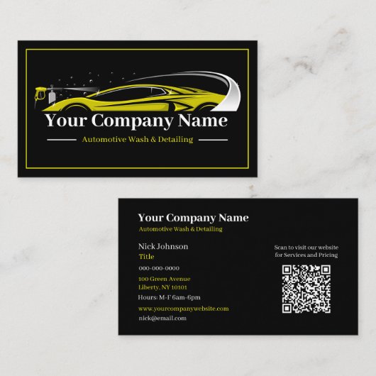 Professioneel Auto Detailing Car Wash Company Visitekaartje (Voorkant / Achterkant)