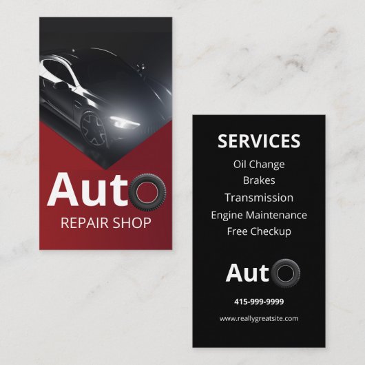 Professioneel Auto Reparatie Shop Visitekaartje (Voorkant / Achterkant)