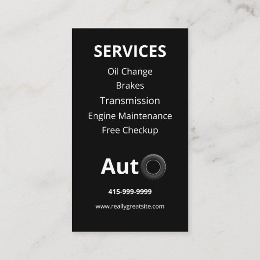 Professioneel Auto Reparatie Shop Visitekaartje (Achterkant)
