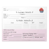 Professioneel bakkerij bestelformulier voor cupcak notitieblok (Voorkant)