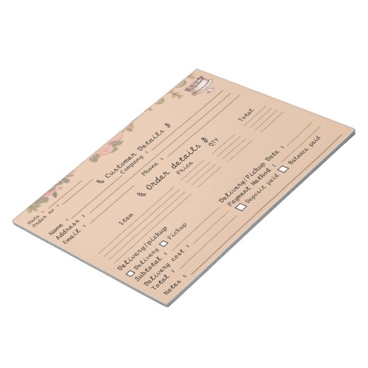 Professioneel bakkerij cupcake bestelformulier   notitieblok (Schuin)