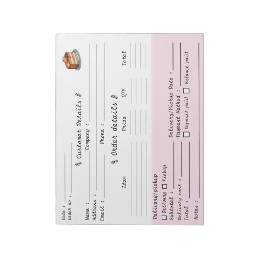 Professioneel Bakkerij Cupcake Bestelformulier Notitieblok (Linkerzijde)