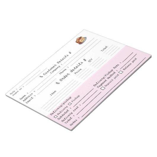 Professioneel Bakkerij Cupcake Bestelformulier Notitieblok (Schuin)