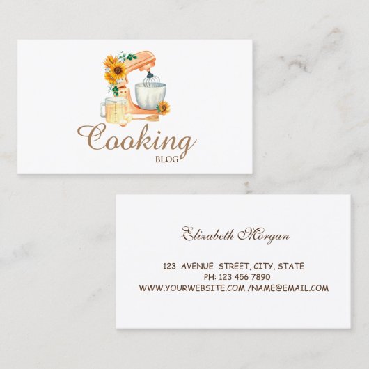 Professioneel, bakkerswerk, zonnebloemen, banketba visitekaartje (Voorkant / Achterkant)