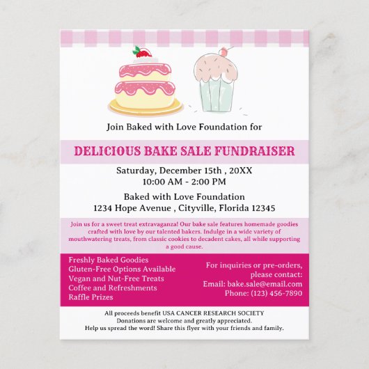 Professioneel bakverkoop fundraiser flyer (Voorkant)